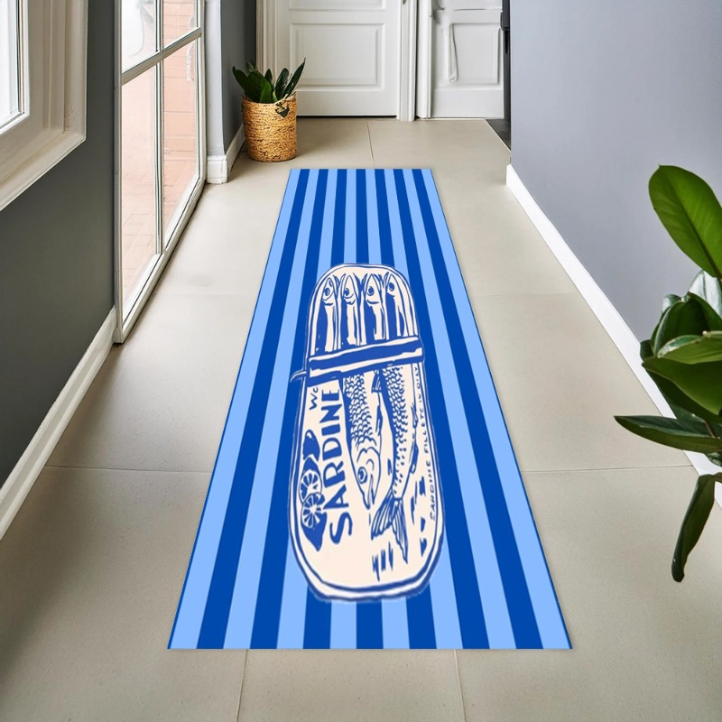 Commercial Printing And Graphics - Vintage Blue Striped Sardine Graphic Long