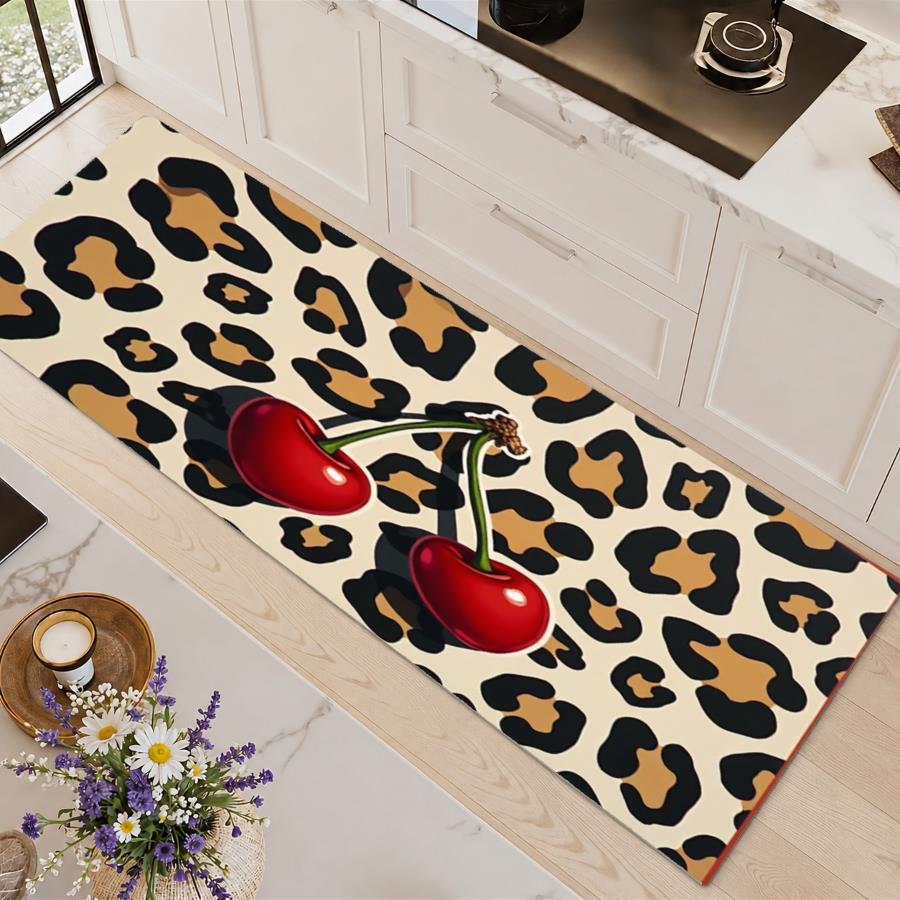 Commercial Printing And Graphics - Trendy Leopard Print Cherry Kitchen Runner